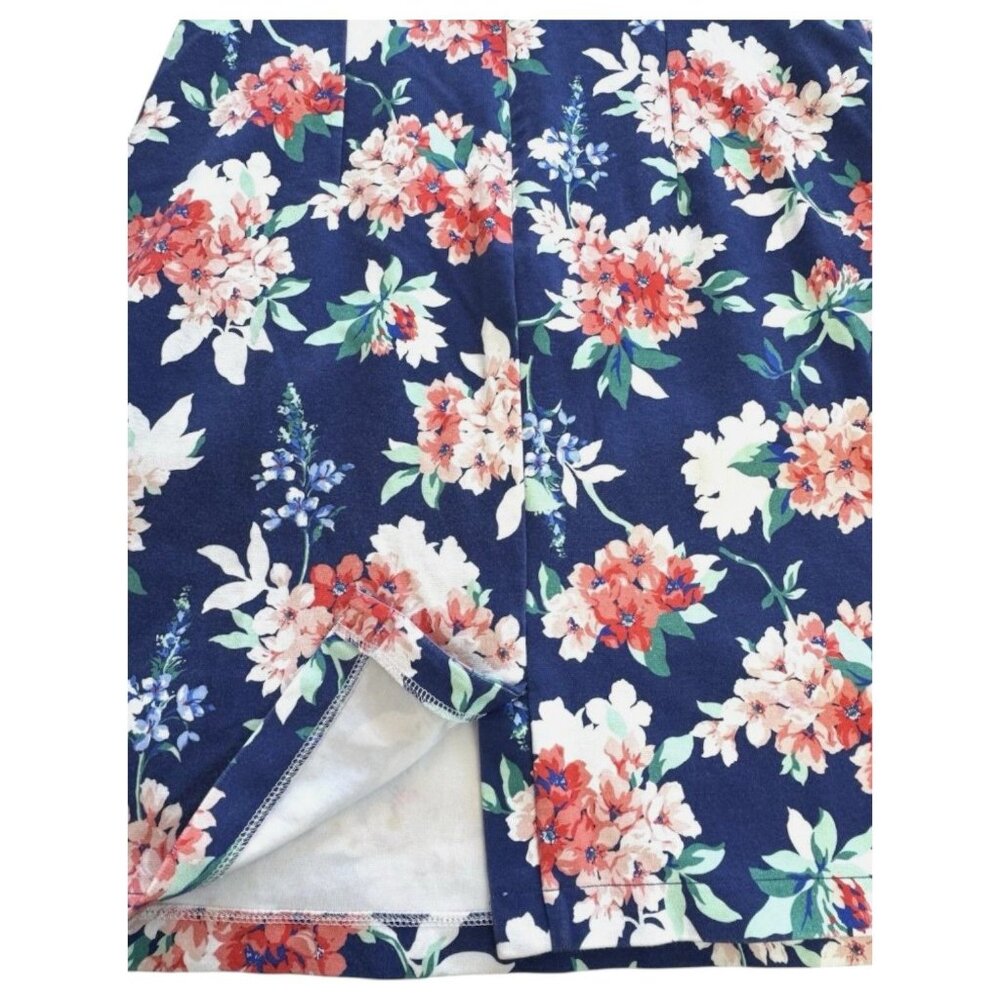 Lands End Women's Sleeveless Ponte Sheath Midi Dress Blue Floral Size 18W - Picture 9 of 16